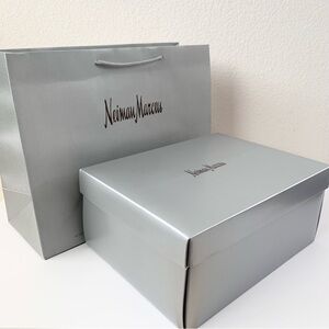 Neiman Marcus Metallic Silver Box and Bag Set
